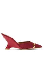 Matchesfashion.com Malone Souliers - Marilyn Satin-faced Leather Mules - Womens - Burgundy
