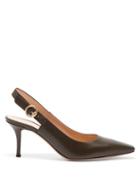 Matchesfashion.com Gianvito Rossi - Square-toe Leather Slingback Pumps - Womens - Khaki