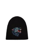 Gucci Wolf-appliqu Wool Beanie Hat