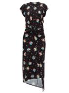 Matchesfashion.com Paco Rabanne - Floral-print Gathered Jersey Dress - Womens - Black Print