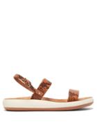 Matchesfashion.com Ancient Greek Sandals - Clio Snake Effect Leather Sandals - Womens - Brown Multi