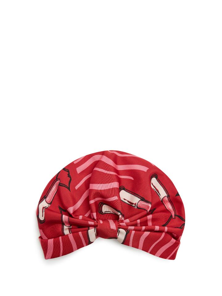 Valentino Lipstick-print Silk-faille Turban Hat