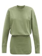 Matchesfashion.com The Attico - Palmer Logo-embossed Cotton-jersey Mini Dress - Womens - Khaki