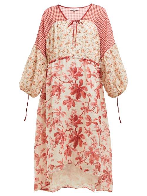 Matchesfashion.com D'ascoli - Whitney Floral Print Cotton Voile Dress - Womens - Red Print