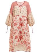 Matchesfashion.com D'ascoli - Whitney Floral Print Cotton Voile Dress - Womens - Red Print