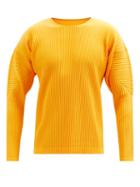 Homme Pliss Issey Miyake - Technical-pleated Long-sleeved T-shirt - Mens - Orange