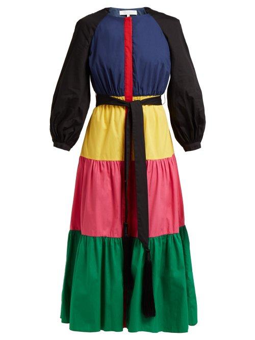 Matchesfashion.com Borgo De Nor - Meret Colour Block Cotton Dress - Womens - Multi