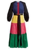 Matchesfashion.com Borgo De Nor - Meret Colour Block Cotton Dress - Womens - Multi
