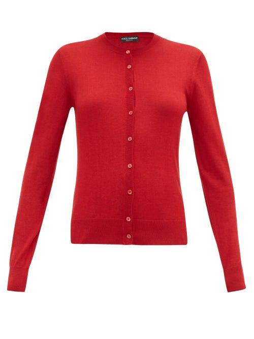 Matchesfashion.com Dolce & Gabbana - Crew-neck Cashmere-blend Cardigan - Womens - Red