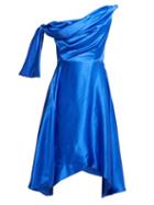 Matchesfashion.com Vivienne Westwood - Butternut Draped Asymmetric Silk Dress - Womens - Blue
