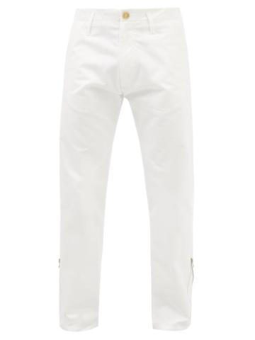 3man - Cuff-zip Cotton-twill Trousers - Mens - White