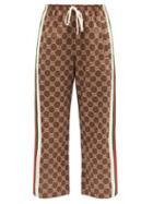 Gucci - Gg-logo Print Jersey Track Pants - Womens - Brown Multi