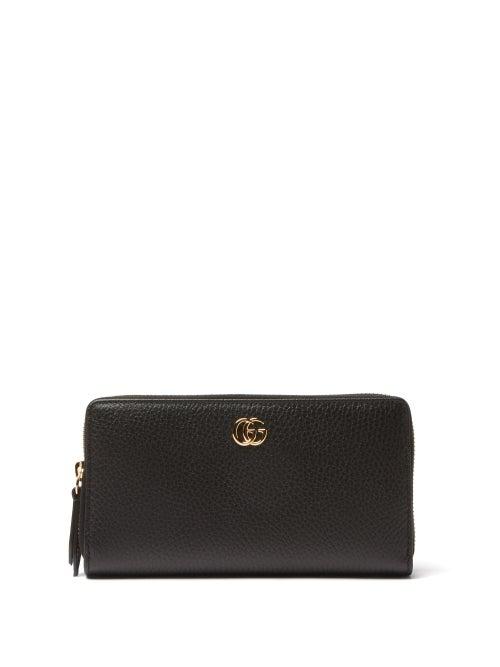 Gucci - Petite Marmont Grained-leather Continental Wallet - Womens - Black