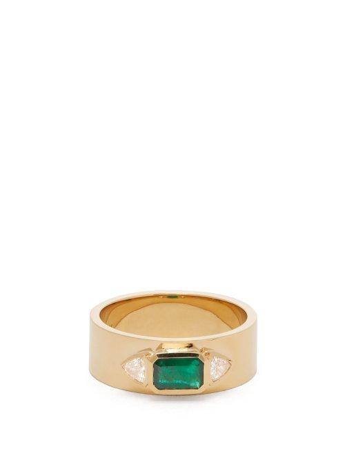 Matchesfashion.com Azlee - Nesw Emerald, Diamond & 18kt Gold Ring - Womens - Green