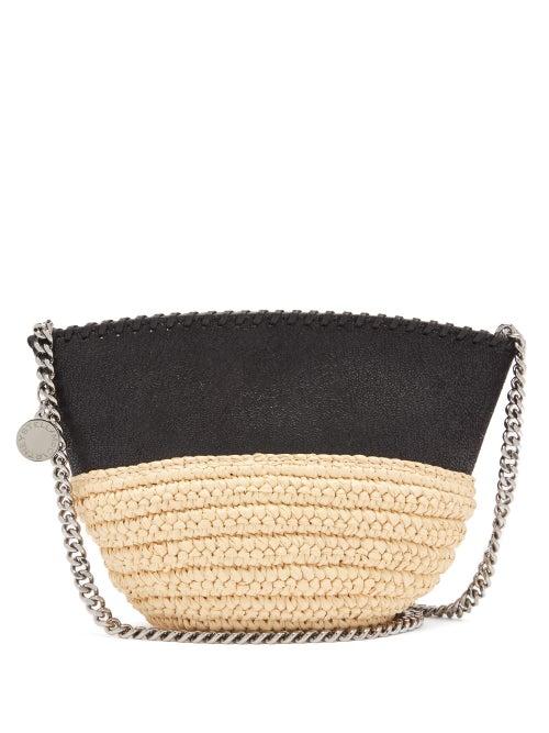 Matchesfashion.com Stella Mccartney - Falabella Small Raffia And Faux-leather Bag - Womens - Black Multi