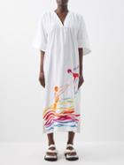 Kilometre Paris - Swimming Pool Cotton-khadi Dress - Womens - White Multi