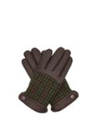 Matchesfashion.com Dents - Devon Faux Fur Lined Leather And Tweed Gloves - Mens - Brown