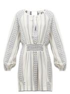 Matchesfashion.com Zeus + Dione - Striped Balloon-sleeve Mini Dress - Womens - White Multi
