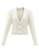 Matchesfashion.com Alessandra Rich - Crystal-embellished Alpaca-blend Cardigan - Womens - White