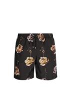 Matchesfashion.com Dolce & Gabbana - Rose Print Swim Shorts - Mens - Black
