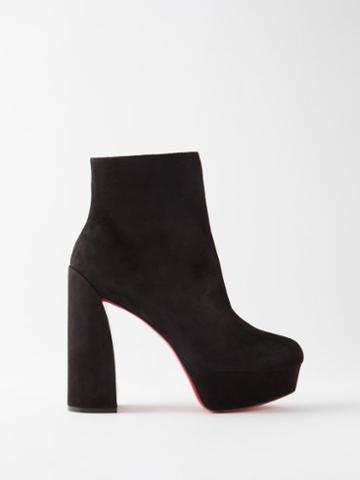 Christian Louboutin - Movida 130 Suede Platform Ankle Boots - Womens - Black