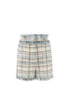 Matchesfashion.com Msgm - High-rise Cotton-blend Boucl Tweed Shorts - Womens - Blue Multi