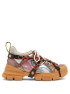 Matchesfashion.com Gucci - Flashtrek Crystal Embellished Low Top Trainers - Womens - Multi