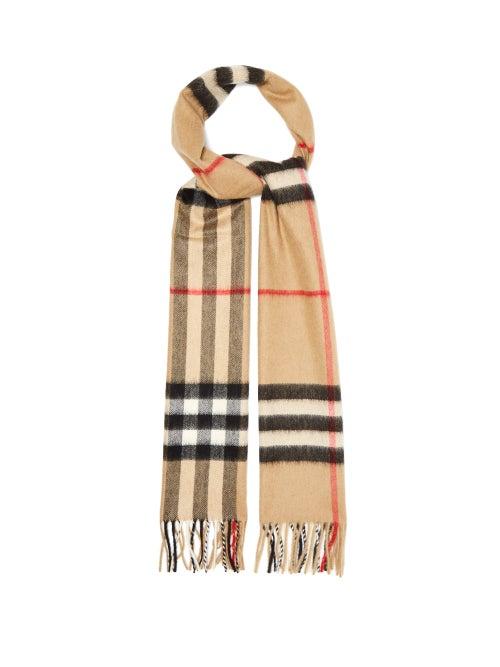 Matchesfashion.com Burberry - Classic-check Cashmere Scarf - Mens - Beige