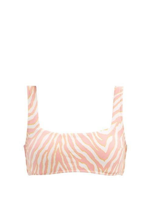 Matchesfashion.com Heidi Klein - Zebra Stretch-jacquard Bikini Top - Womens - Pink Print