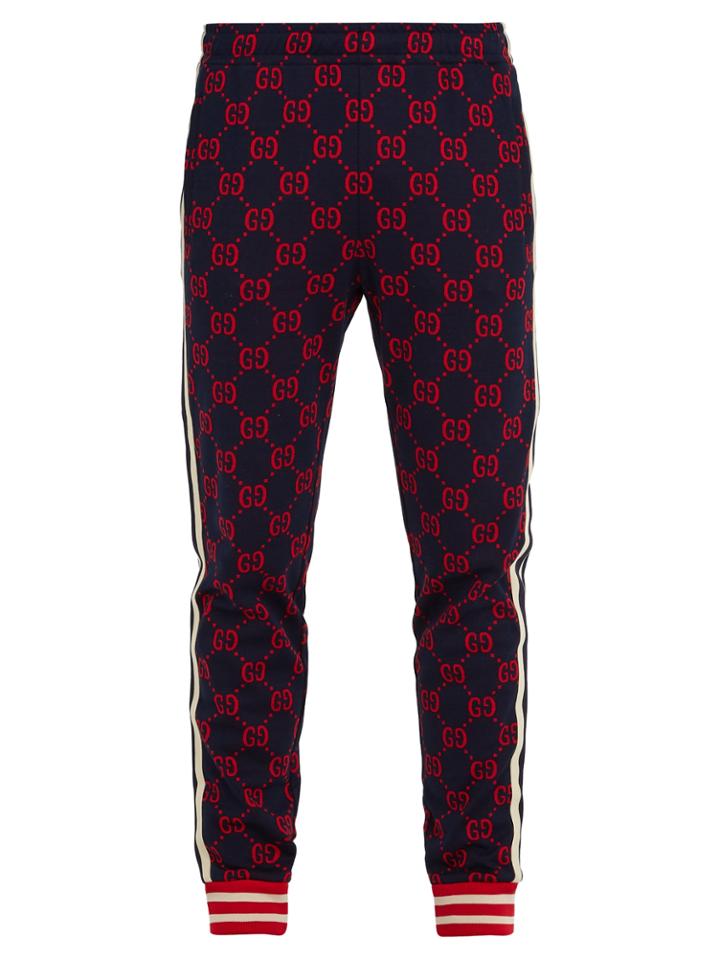 Gucci Gg-jacquard Slim-leg Cotton-jersey Track Pants