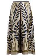 Matchesfashion.com Fendi - Leaf Jacquard Midi Skirt - Womens - Gold Multi