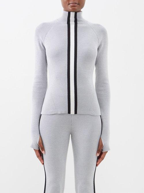 Cordova - Soelden High-neck Ribbed Merino-blend Sweater - Womens - Black White