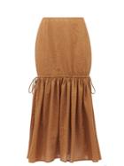 Matchesfashion.com Marysia - Seashell Cotton-seersucker Midi Skirt - Womens - Brown