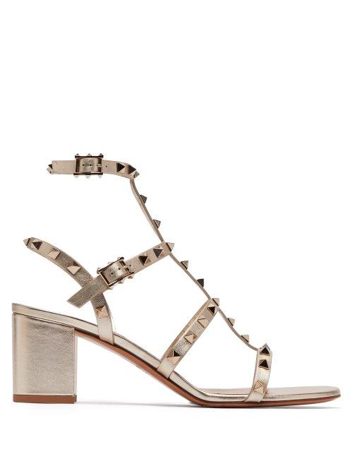 Matchesfashion.com Valentino - Rockstud Metallic Leather Sandals - Womens - Gold
