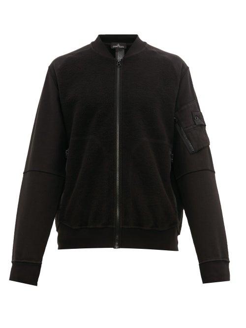 Matchesfashion.com Stone Island Shadow Project - Fleece Panelled Cotton Bomber Jacket - Mens - Black