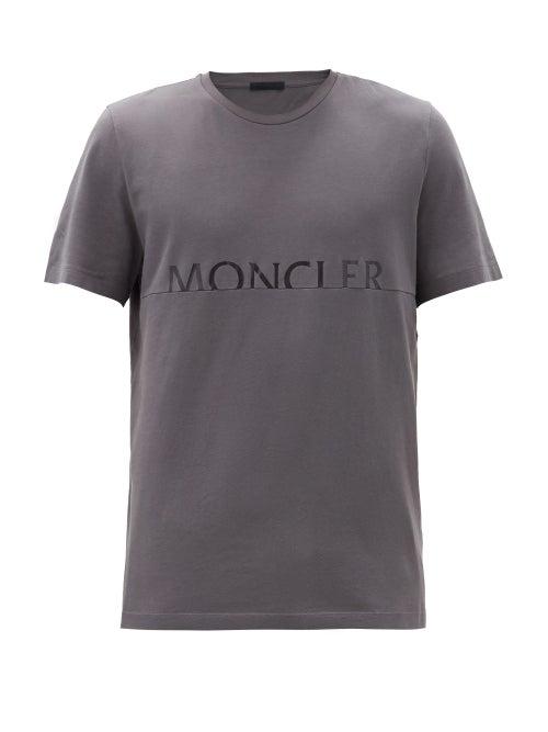 Matchesfashion.com Moncler - Split-logo Cotton-jersey T-shirt - Mens - Dark Grey