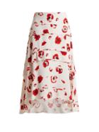 Matchesfashion.com Proenza Schouler - Poppy Print Tiered Crepe Skirt - Womens - Cream Print