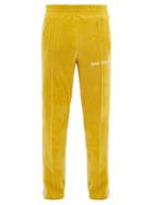 Matchesfashion.com Palm Angels - Side Stripe Cotton Blend Velour Track Pants - Mens - Yellow