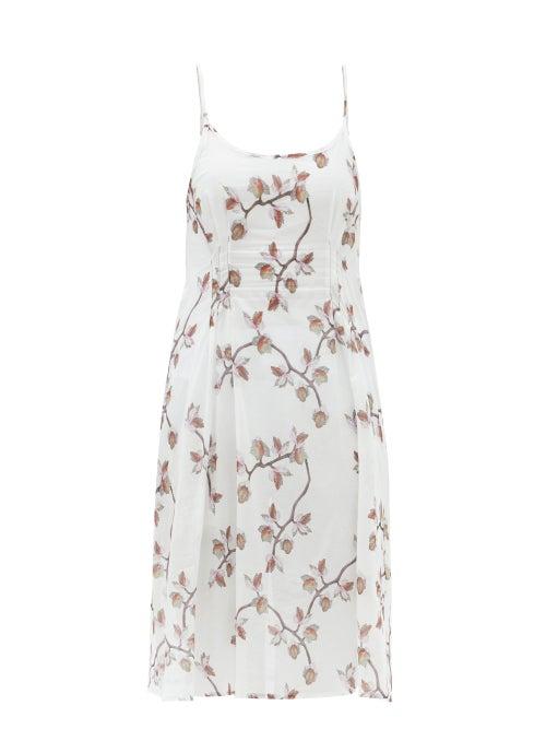 Ladies Lingerie Galanthya - Virginia Floral-print Cotton-muslin Dress - Womens - White Print