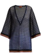 Matchesfashion.com Missoni Mare - Metallic Lam Lace Up Kaftan - Womens - Dark Blue