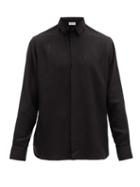 Matchesfashion.com Saint Laurent - Satin-spot Jacquard Silk-georgette Shirt - Mens - Black