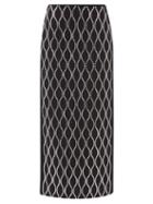 Matchesfashion.com David Koma - Crystal-embellished Crepe Pencil Skirt - Womens - Black Silver