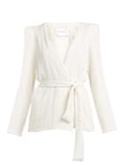 Ryan Roche Belted Wrap-front Silk Blazer
