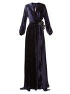 Matchesfashion.com Maria Lucia Hohan - Kamelia Polka Dot Bow Velvet Wrap Dress - Womens - Navy