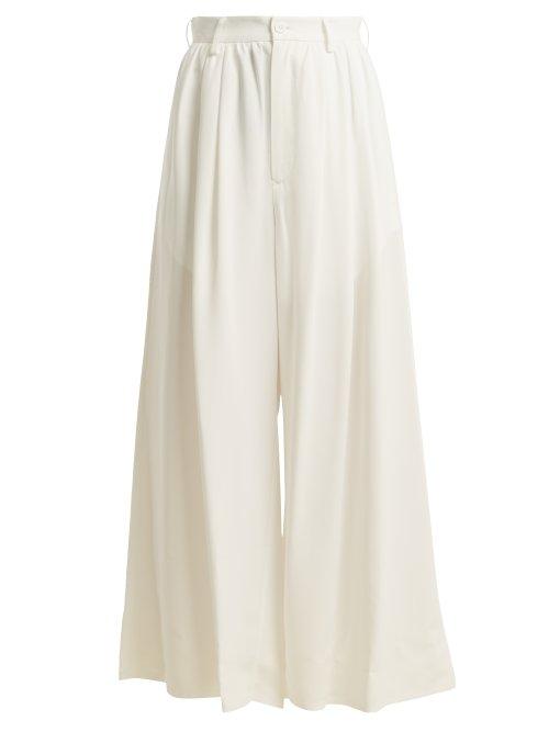 Matchesfashion.com Mm6 Maison Margiela - Wide Leg Gathered Trousers - Womens - White