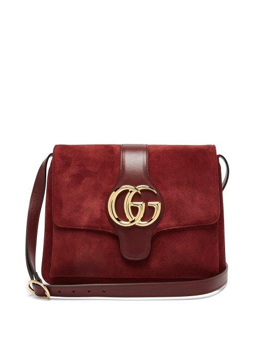 Matchesfashion.com Gucci - Arli Gg Suede And Leather Cross Body Bag - Womens - Burgundy