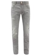 Jacob Cohn - Nick Distressed Slim-leg Jeans - Mens - Grey