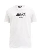 Matchesfashion.com Versace - Logo-embroidered Cotton-jersey T-shirt - Mens - White