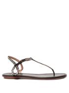 Matchesfashion.com Aquazzura - Almost Bare Crystal Embellished Flat Sandals - Womens - Black