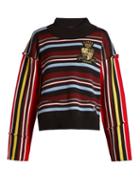 Matchesfashion.com Jw Anderson - Deconstructed Striped Collegiate Sweater - Womens - Black Multi